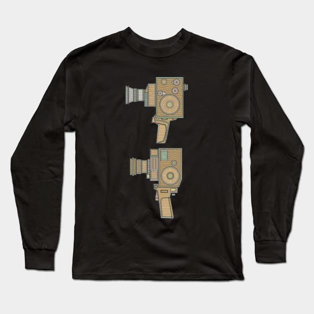 Brown Vintage Video Camera Long Sleeve T-Shirt by milhad